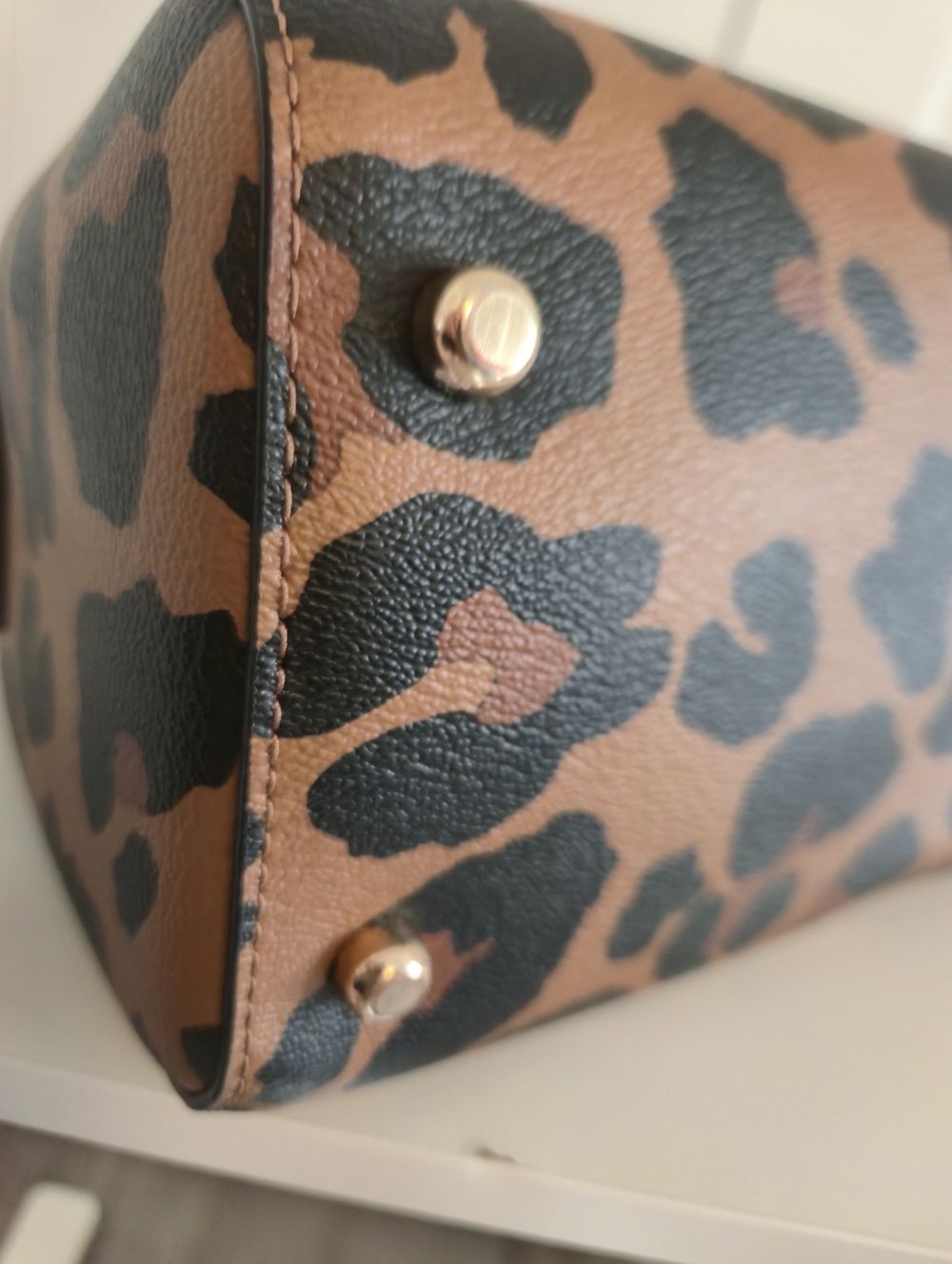 Coach Leopard-Print Satchel in Brown and Black with Gold Hardware MEDIUM ROWAN - Picture 12 of 17